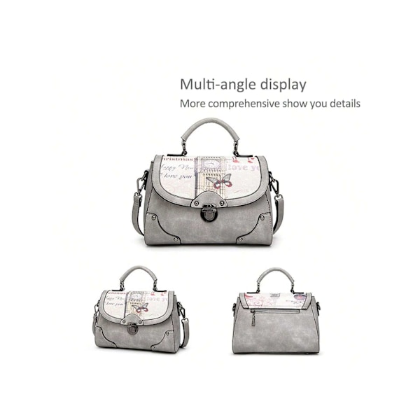 Eleganta Damhandväskor, Axelväskor, Handväskor, Tygväskor, Axelväskor, Crossbody-väska, Axelväska, Multifunktionell, Hållbar, PU-grå grey