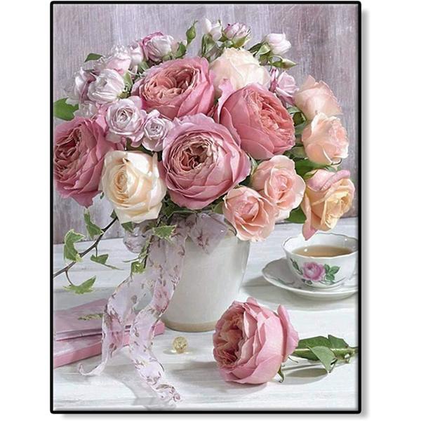 5D Diamantmålning Vuxen Blomset Set, Blombukett Diamant Pai