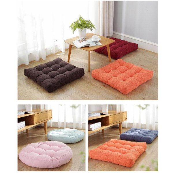 Tykk bomullslin firkantet tatami-matte (45*45cm) Coffee