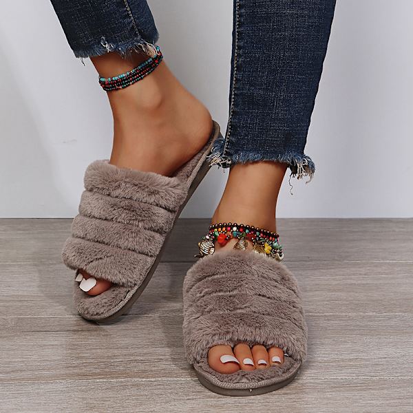 Herres åbne tå frotté slippers (Medium Gray 7-8)