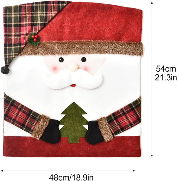 Set med 2 julstolsryggskydd, tomte, snögubbe, ren