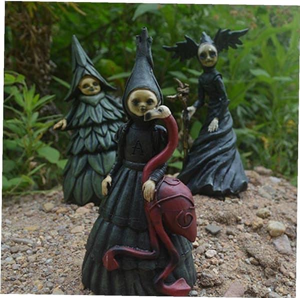 3 Häxstatyer, Halloween Häxstaty Läskig Staty Prydnad