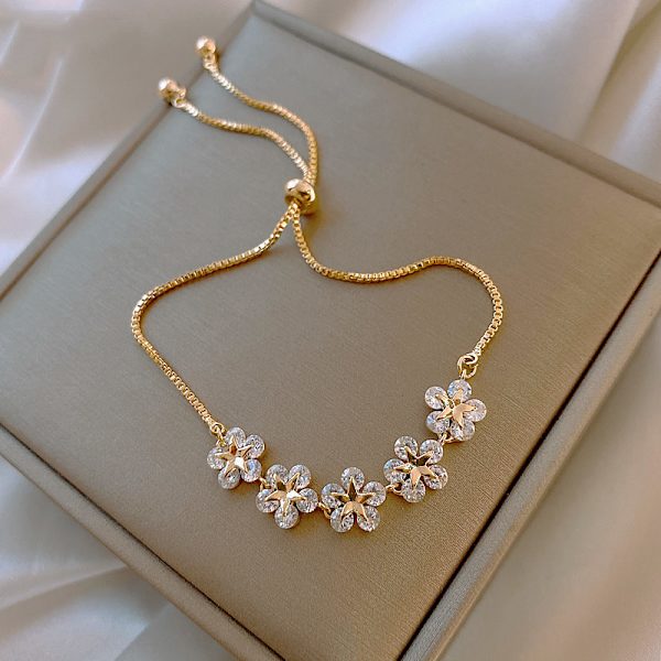 Dammodearmband Mikro Set Hantverk Full Diamant Kronblad Brac