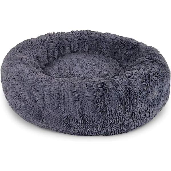 (S) 40 cm Ø Mørkegrå Rund Kurv Hunde Pude Kat Kurv Donut