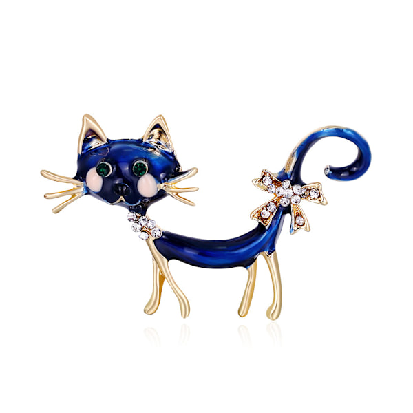 Kattpersonlighetsbrosch, blå strass söt djur brosch, kostnad