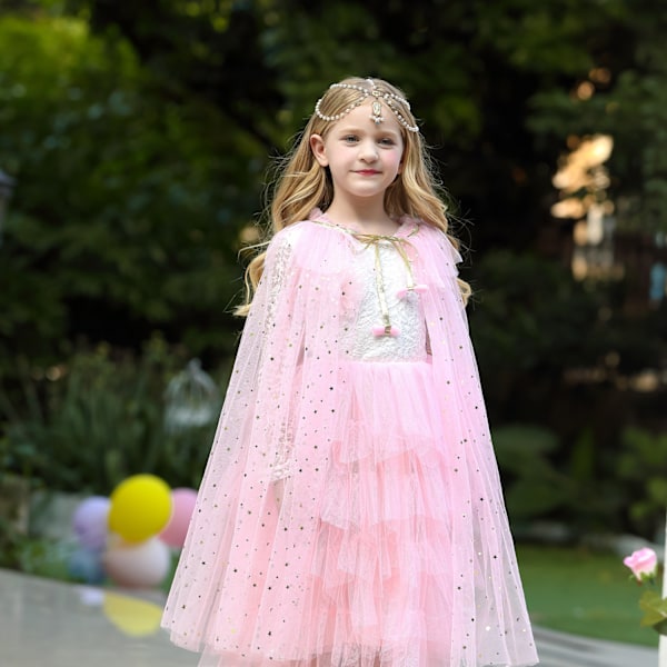 Prinsessklänning utklädningsklänning cape set för flickor 3-8 år gammal
