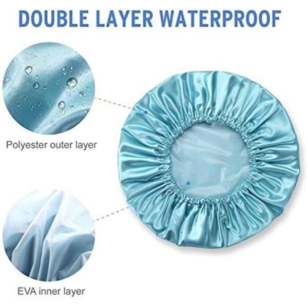 2PCS Dusjhette Badehette Vanntett Dusjhette Elastisk Vanntett