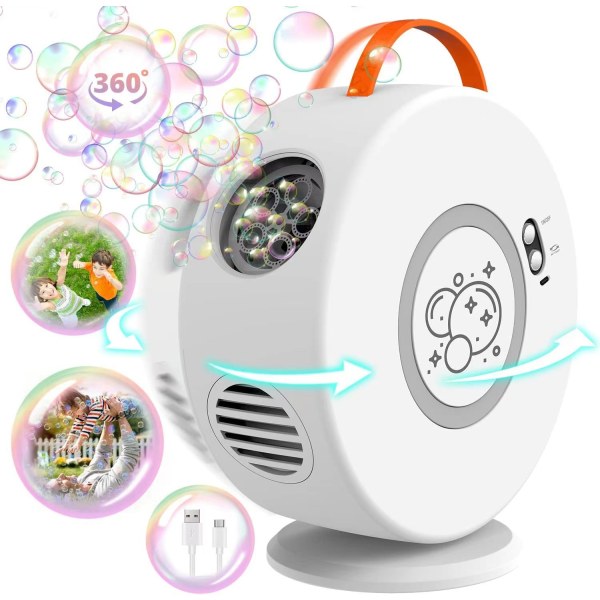 Vit 1-delad bubbelmaskin, automatisk uppladdningsbar bubbelmaskin