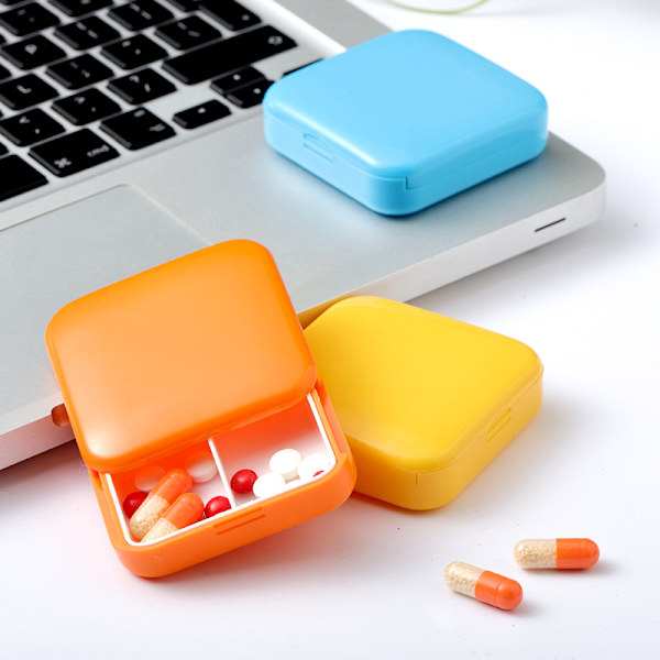 Pilleæske, gul, grøn, blå, orange 4 stk. Bærbar pilleæske