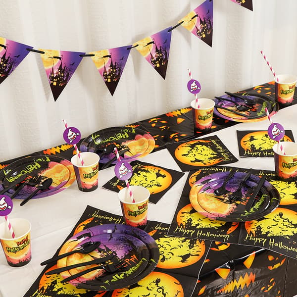 Halloween engångsbestick set med 9 kartongbestick - papper