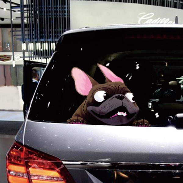 1 stk. Sjov hundebilsticker med store ører og øjne Mops hundesticker
