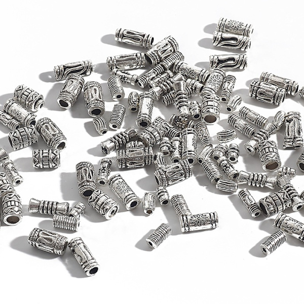 400 st tibetanska silverpärlor blandade legering rörpärlor för DIY-smycken