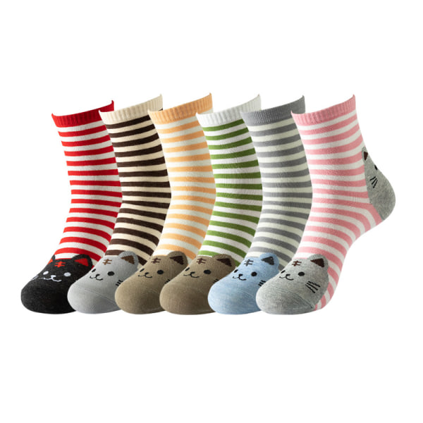 6 Pack Cotton Socks for Women Cute Animal Cat Dog Duck Socks Fun