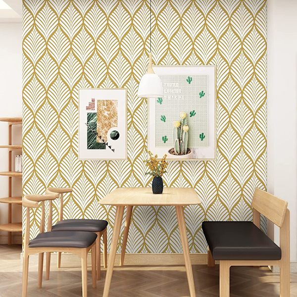 Moderne minimalistiske gule og hvide geometriske mønster tapet W