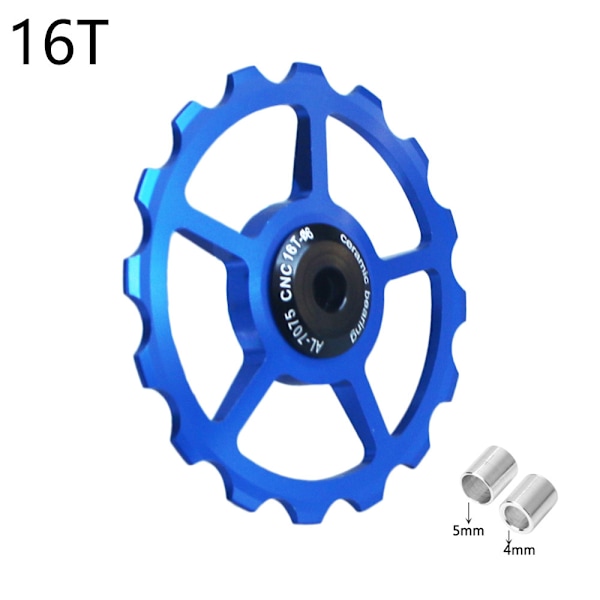 Sykkelgir i aluminium 10-17T Hjulruller for terrengsykkel med lagersett - blå 16T