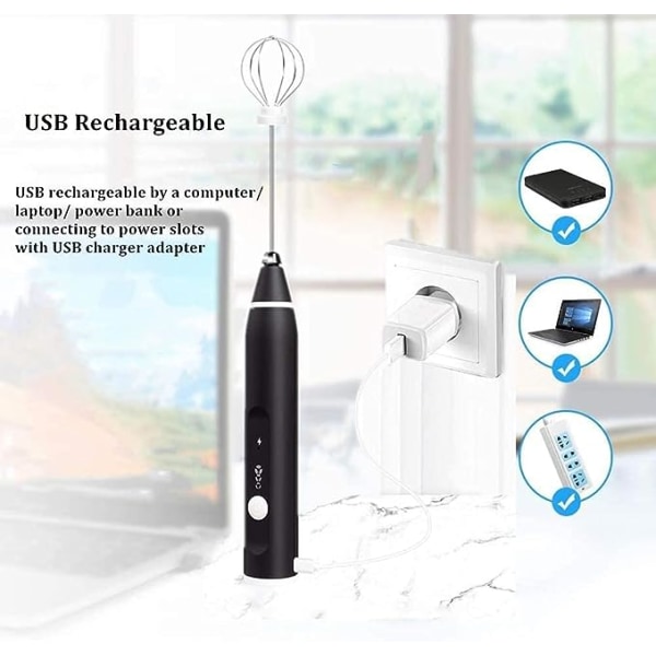 Melkeskummer, trådløs nedsenkbar diffuser, liten USB-oppladbar