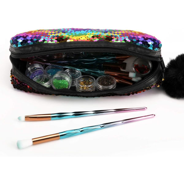 Glitter Kosmetisk Väska Mermaid Spiral Vändbar Glitter Bärbar