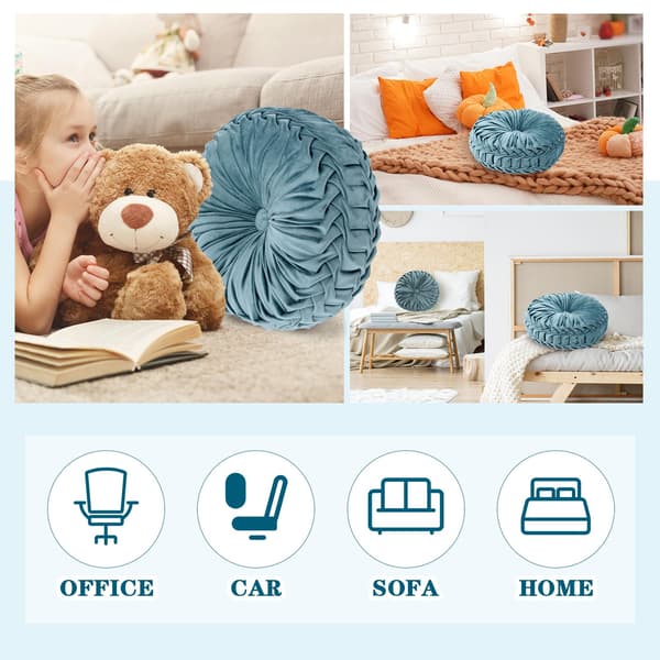 Rund sammetskudde, soffa säng sovrum dekorativ prydnadskudde för soffa heminredning (38cm)