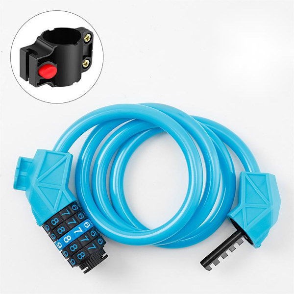 Polkupyörän vaijerilukko yhdistelmälukolla ja kiinnitystelineellä (120 cm) Blue