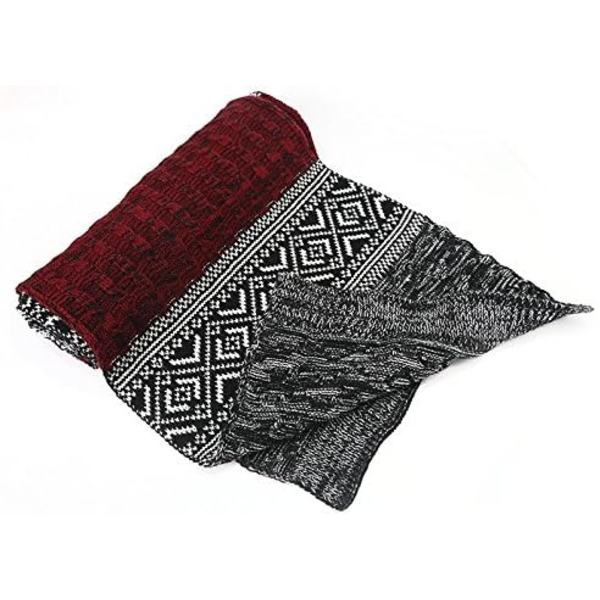Herre Plaid Cashmere Lang Vinterhalstørklæde med Tyk Blød Frynser Re