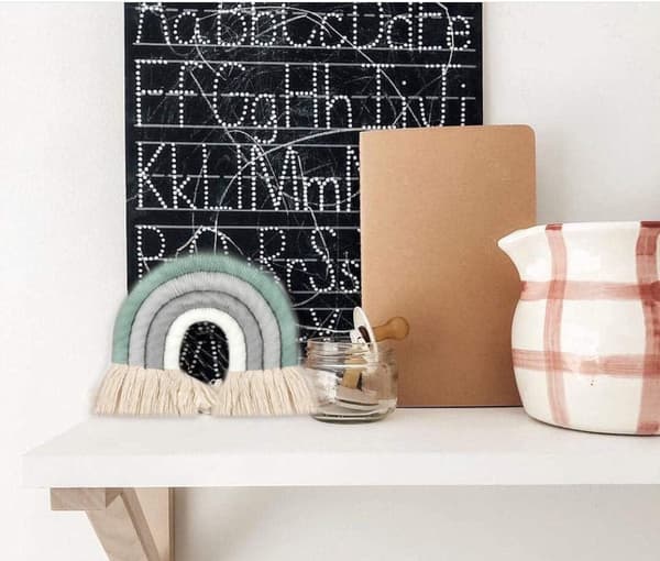 Regnbågsvävd Boho Regnbåge Pompom Väggdekoration, Söt Barnkammare Vägg