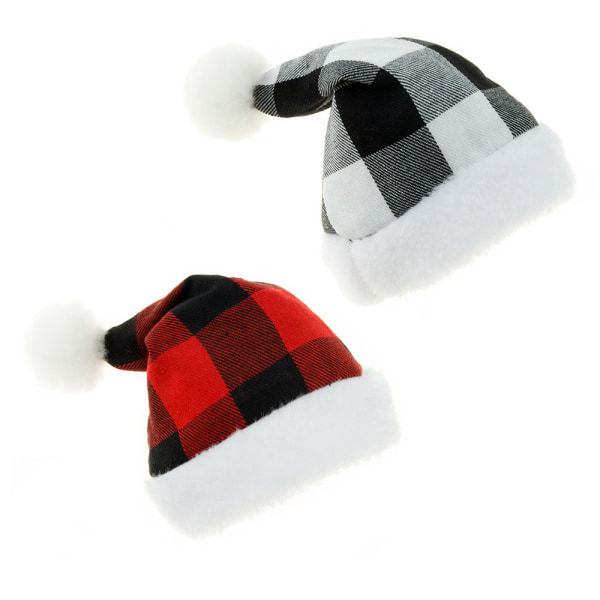 2 Pieces Tartan Pets Christmas Hats Christmas Decorations Dogs S