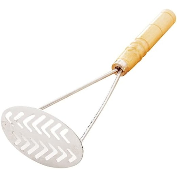 Stainless Steel Potato Masher with Wooden Handle (26 * 10 CM) -