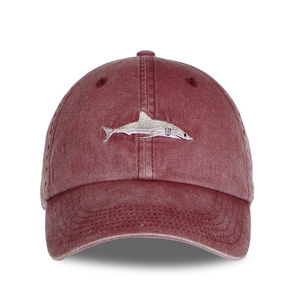 Populær tegneserie vasket broderi haj baseball cap cap, pink t
