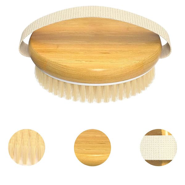 2-pack bambu torr kroppsborste, våt & torr duschborste, celluliter