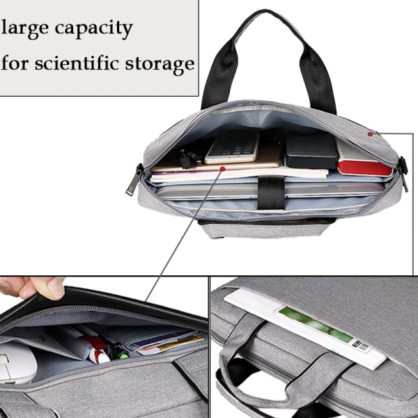Handhållen bärbar datorväska med axelrem 13,3-15,6 tum - Grå 15.6 inch