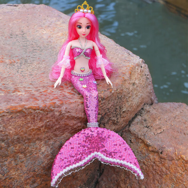 Rosa Lejiafen Tongle Mermaid Princess Dolls Barn Flickor Leksaker Wate
