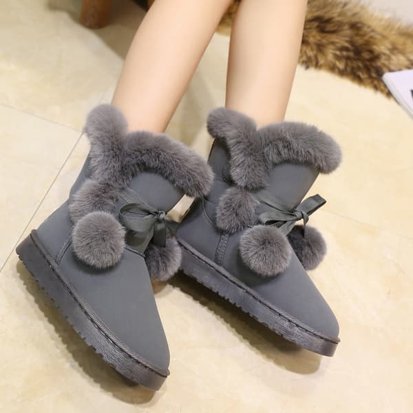 Damskor med vaddering, mid-calf, snöboots - Grå 37