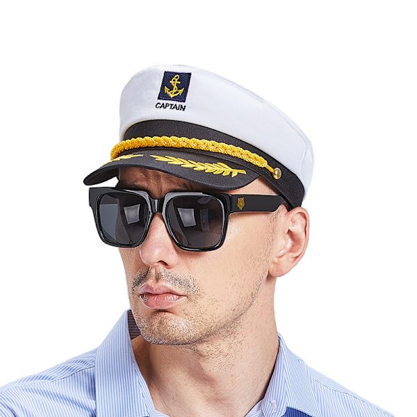 Marinblå amiralhatt i justerbar stil