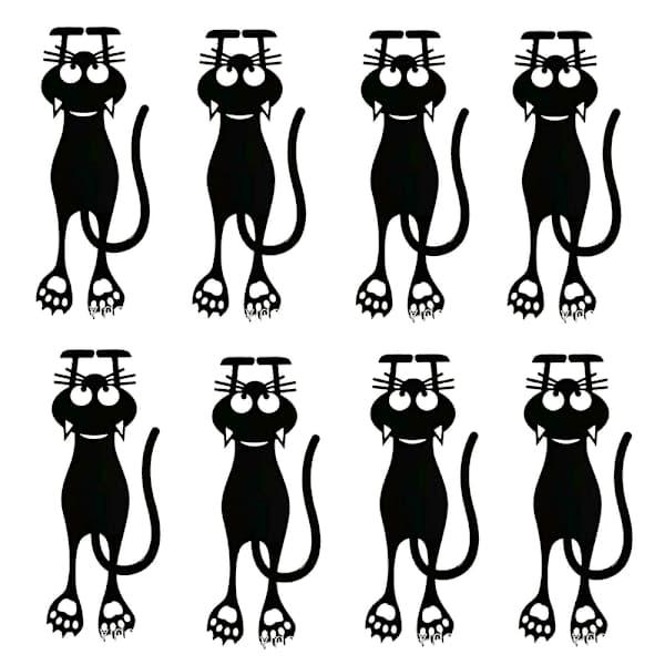 8 stk. Nysgerrig kat bogmærke farve sort kat formet 12 cm plastik/nylon