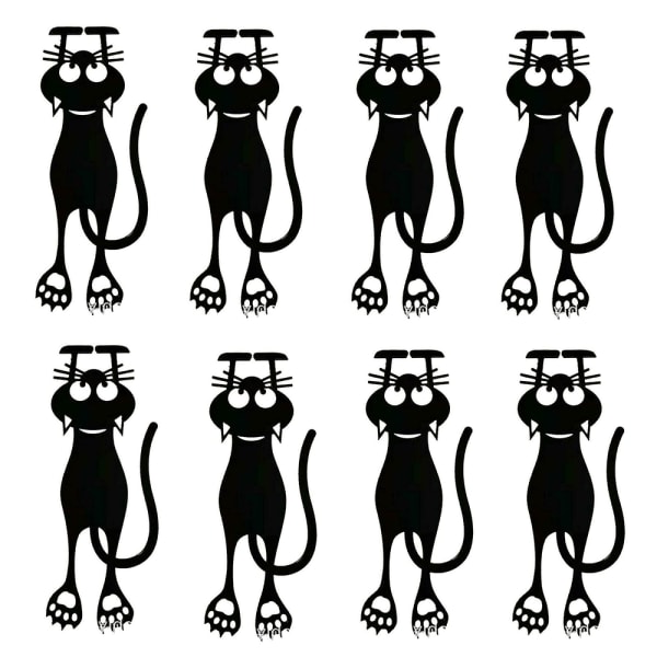 8PCS Curious Cat Bookmark Color Black Cat Shaped 12cm Plastic/Ny