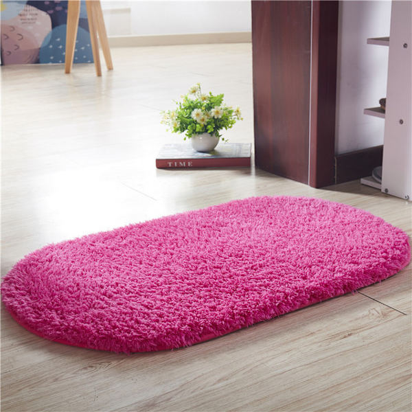 Oval tjock plyschmatta för vardagsrum sovrum-Rose 60*90cm