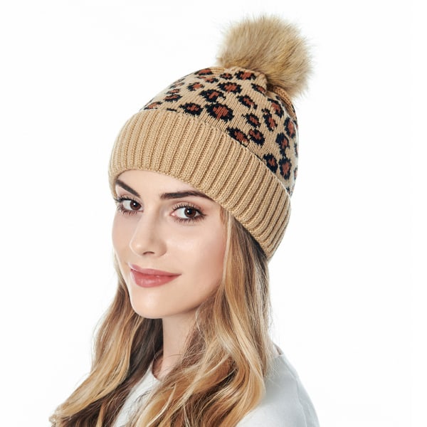 Dame Vinterhatte Strik Line Hue Hat Kold Dag Ski Bobble Pom