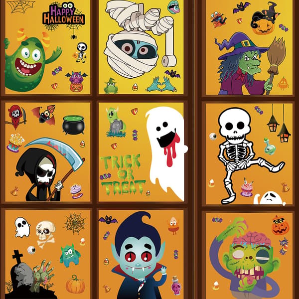 Halloween Græskar Kat Flagermus og Spøgelse Stickers