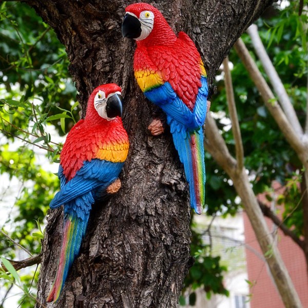 Harts papegoja hängande trädgårdsstatyer 12 tum 1 par, realistiska Pa