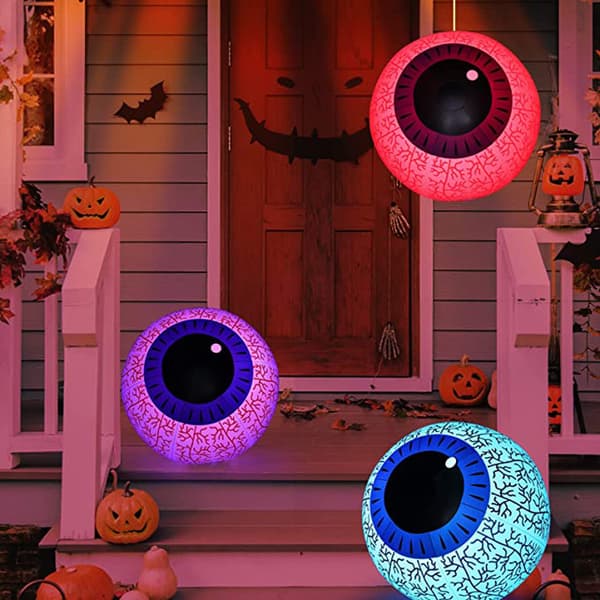 Halloween oppblåsbar øye utendørs dekorasjon LED lys opp øye