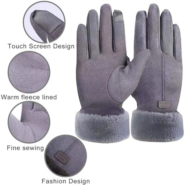 Vinterhandskar för kvinnor Varm pekskärm Elastisk vindtät handske