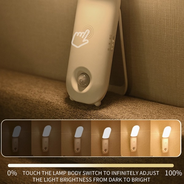 Bevegelsesaktivert nattlys magnetisk LED-lampe vegg soverom hjem De