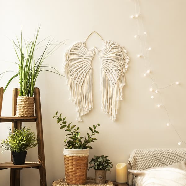 Änglavingar Makramé Väggbonad Gobeläng Boho Konst Dekor Handgjord