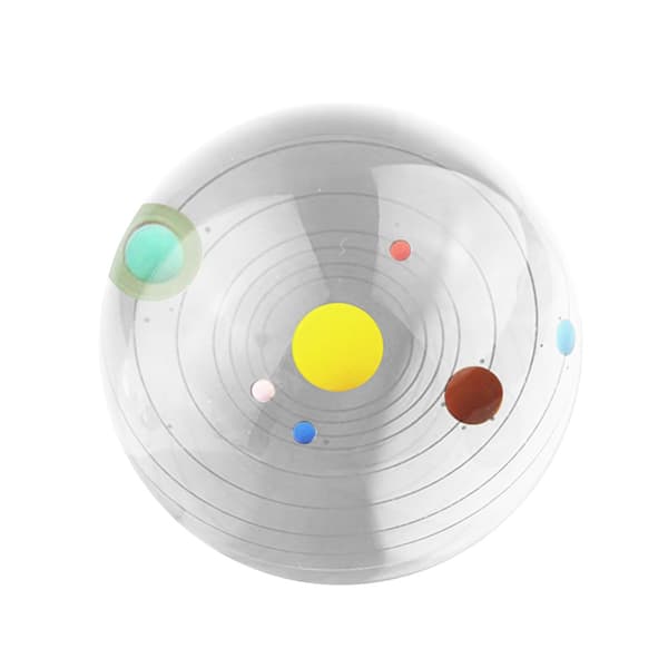 3D Krystalkugle med Solsystem Model og LED Lampe Base, 80mm