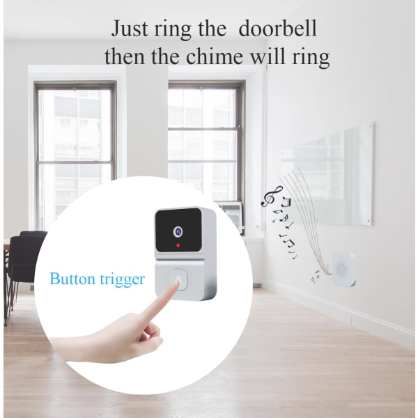 Intelligent trådløs Wifi hjem visuel dørklokke black