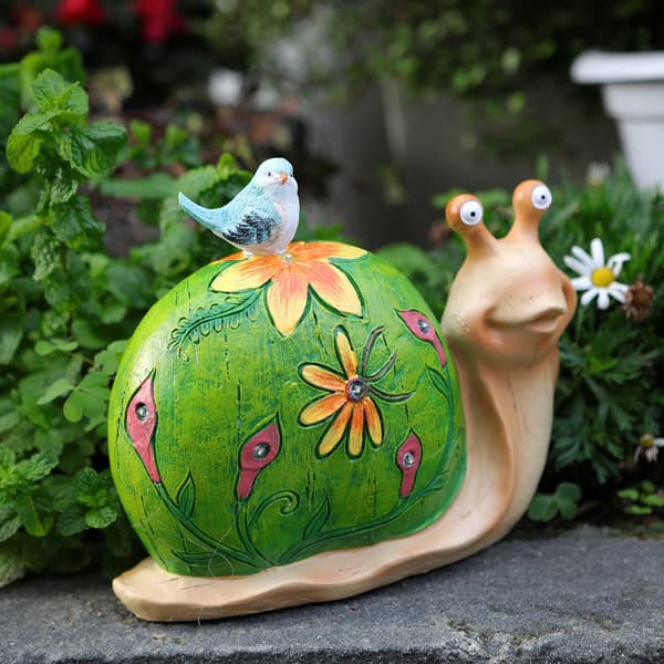 Trädgårdsstaty Snigel prydnad, Resin Art Staty prydnad med Sol