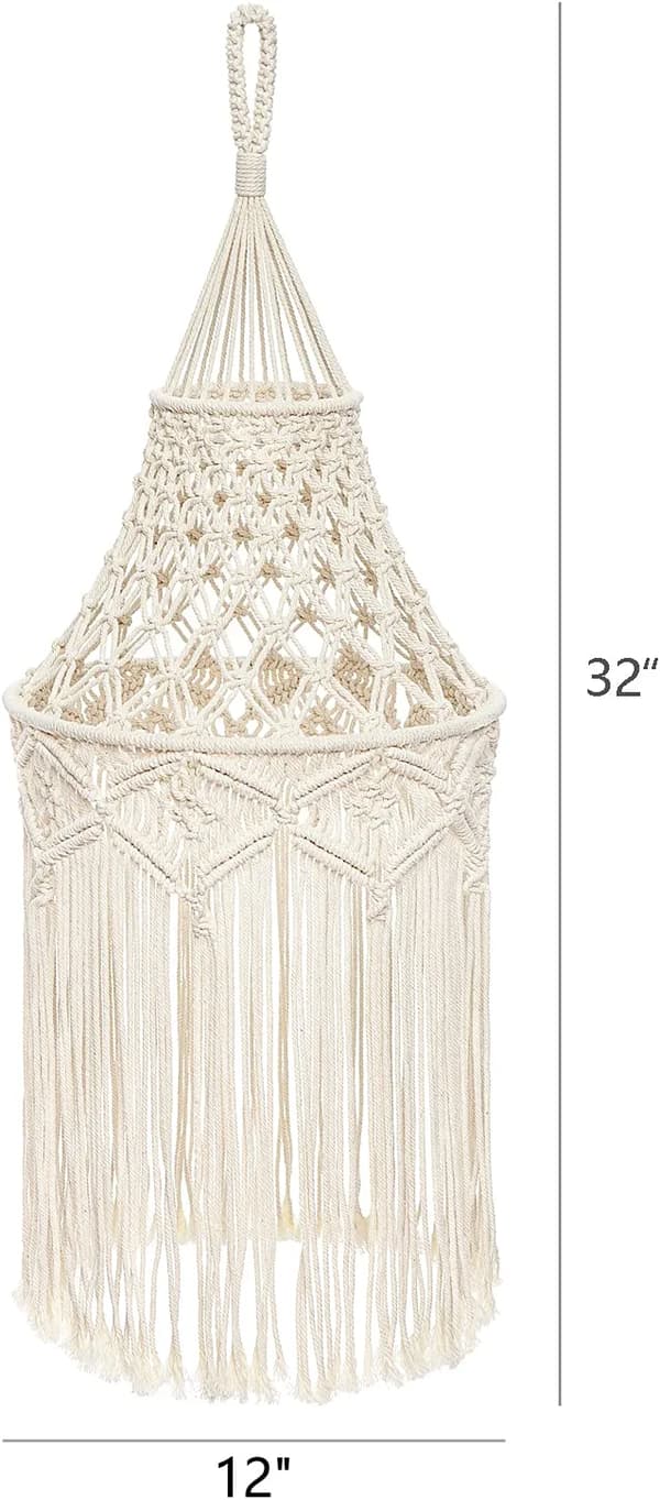 Boho Macrame Lampskärm Hängande Ljusöverdrag Modern Kontor Sovrum