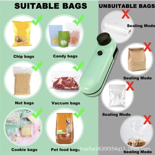 Mini Chip Bag Sealer, Plastic Cookie Heat Bond Sealer för Fresh