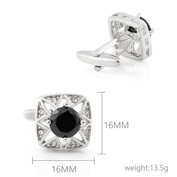 Högkvalitativa manschettknappar i metall med zirkoninläggning och diamanter