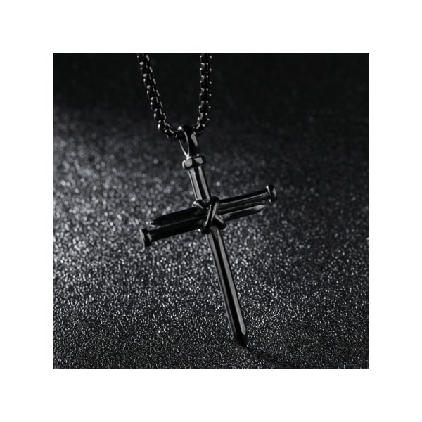 Crucifix Halsband för män Kvinnor Pojkar Flickor Svartpläterad rost